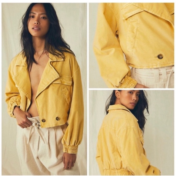 NWT We The Free Sure Thing Bomber Jacket In Yellow - Picture 1 of 7
